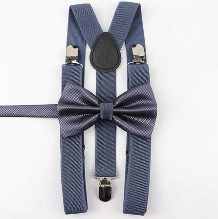 Poikien Grafiitinharmaa Henkselit-Rusetti Setti