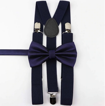 Lasten Tummansininen Henkselit-Ja-Rusetti Setti