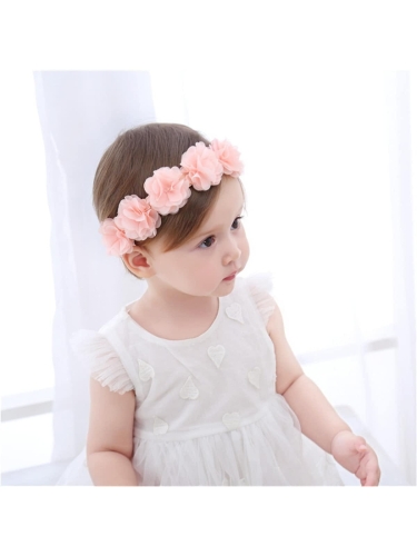 Elastinen otsanauha kukat vaaleanpunainen