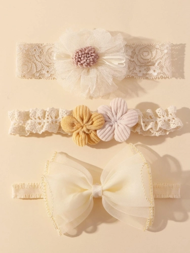 Beige Tyttöjen Joustavat Pääpannat - 3 kpl Setti