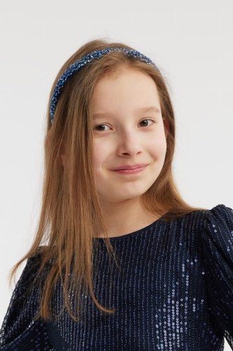 Kristallikoristeltu Tummansininen Lasten Hiuspanta