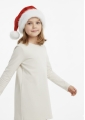 tyttö käyttää puna valkoista Plush Family joulupukin hattua