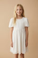 juhlamekko tytöille, kermanvalkoinen mekko, lasten juhlavaatteet, morsiusneidon mekko, tyttöjen juhlamekko, puhvihihainen mekko, zoya fashion