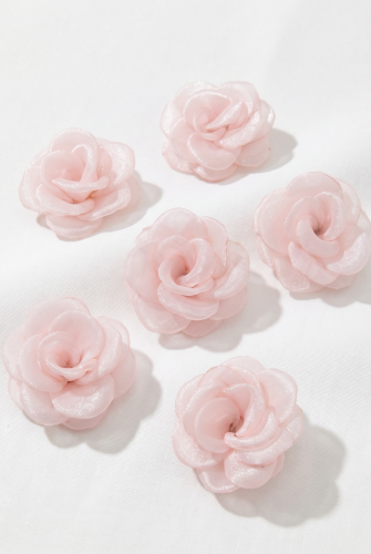 Vaaleanpunaiset organza-hiusklipsit setti (6 kpl)